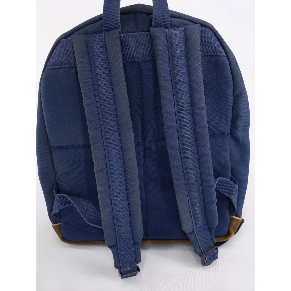 Vintage 90s Y2K Mead Five Star Backpack Navy Blue Brown Suede Bottom Bag - Picture 4 of 14